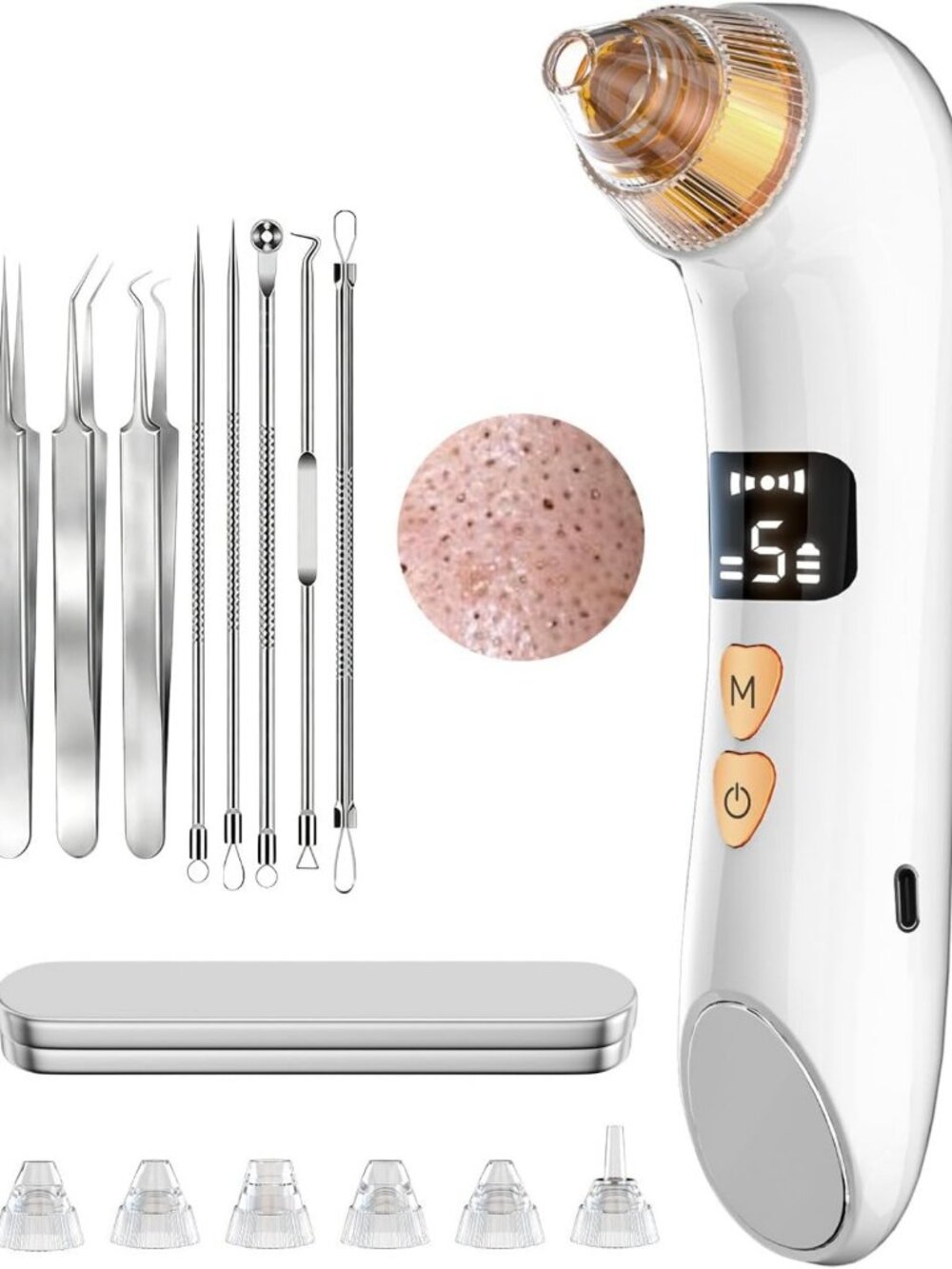 Upgraded Blackhead Remover Pore Vacuum with 5 Suction Levels & 6 Probes
